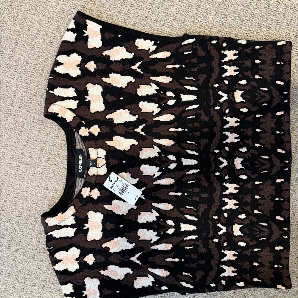 Express Black and White Boxy Crop T-Shirt